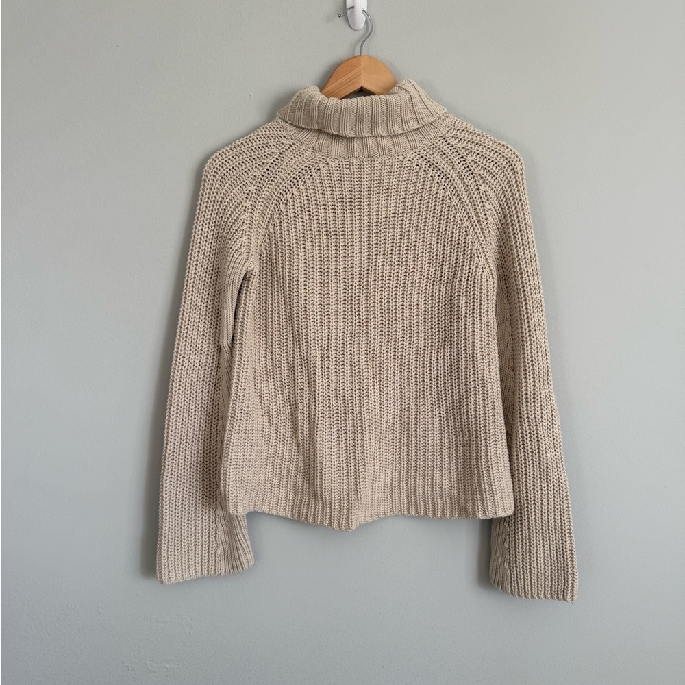 525 America 100% Cotton Beige Turtleneck Sweater - Picture 4 of 10